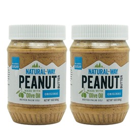 Natural Way Peanut Butter, Original, (2) 16 Ounce Jars - Made with Olive Oil, No Hydrogenated Oils, Non-GMO, Gluten Free