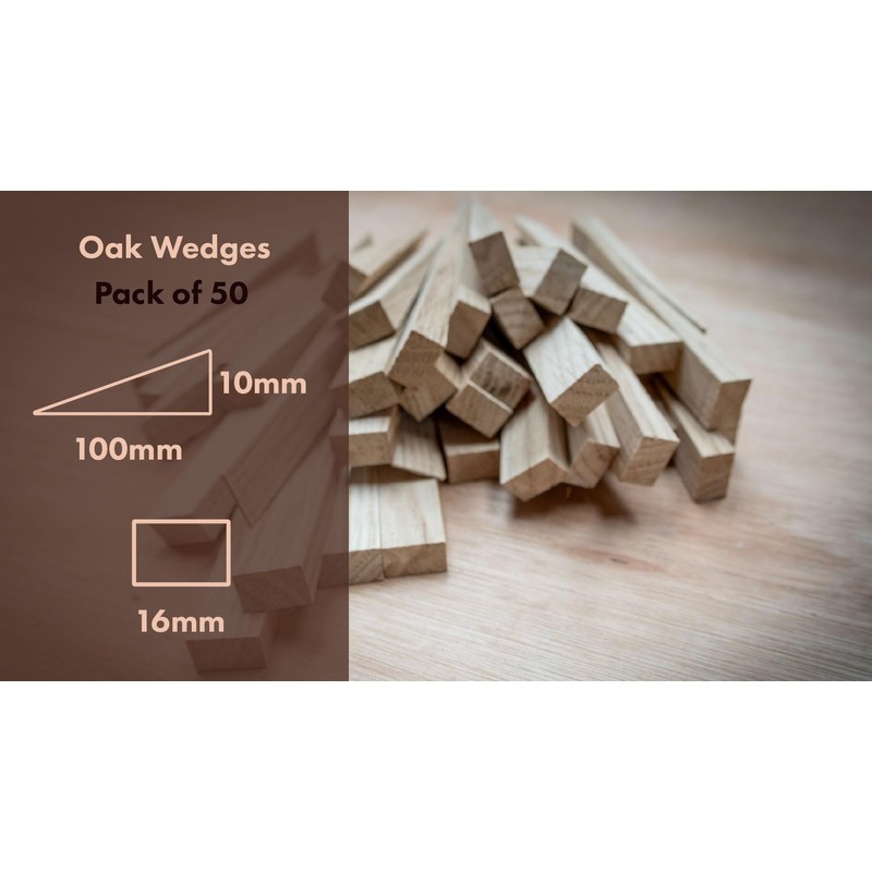 Oak Wedges - Pack of 50-16mm x 10mm x100mm -