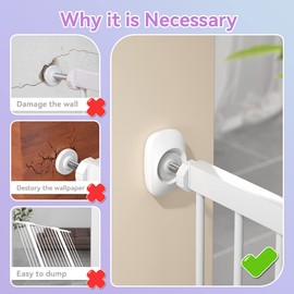 SAFELON 4 x Baby Safety Gate Wall Protector, Child and Pet Safe Wall Protector for Pressure Mounted Gate, Doors, Walls, Stairs (White)