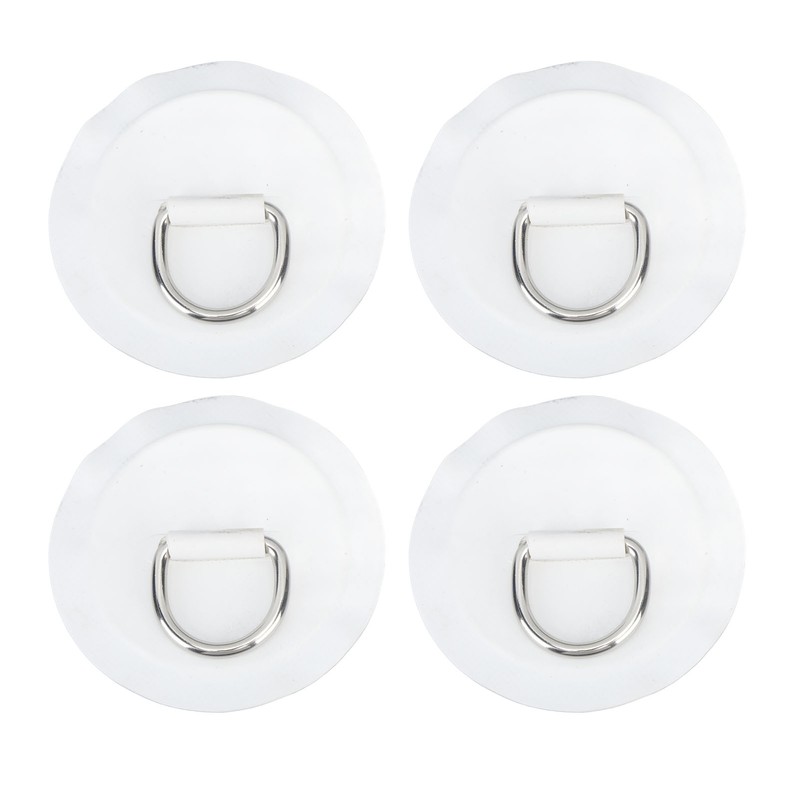 4PCS D Ring Patch PVC Round Shape Strong Stainless Steel