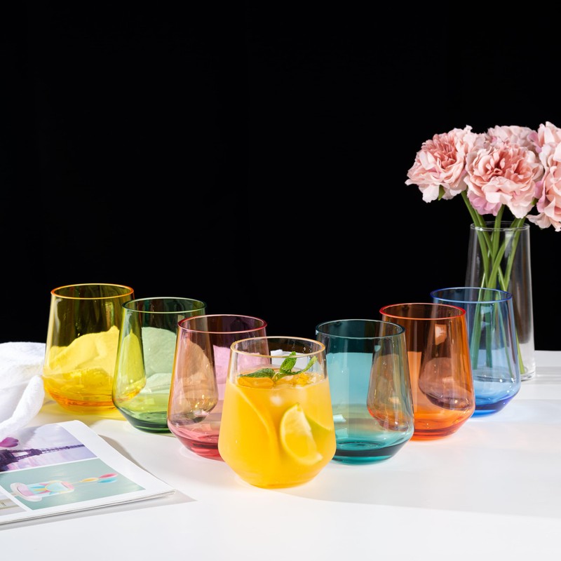 KX-WARE 16-ounce Acrylic Unbreakable Stemless Wine Glasses, set of 6