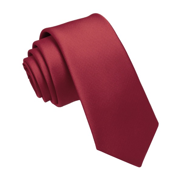 JEMYGINS Slim Men's Tie Plain 6 cm, deep red