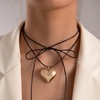 Atentuyi Boho Gothic Large Heart Pendant Necklace Gold Long Leather