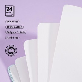 Lightwish Square Watercolor Journal,100% Cotton,300gsm/140lb,Acid-Free,24 Sheets Hot Press Watecolour Sketchbook for Artists Adults Students,4.7 * 4.7 Inches(Grey)