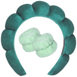 DRESHOW Spa Headband for Washing Face Wristband Set Sponge Soft Terry Cloth Makeup Skin Care Non-Slip Headband for Women