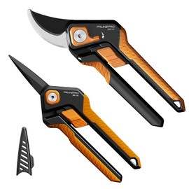 PrunePro Pruning Shears Gardening Scissors Set Professional Hand Pruner Sharp Stainless Steel Blade Teflon Coating Garden Scissors Plant Flower Garden Clipper Orange