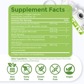 Intestinal Fortitude AI-5 - Digestive Herbal Capsule Supplement w/CurcuWIN, Turmeric, Curcumin, Boswellia Serrata, Ginger Root & EGCG Green Tea for Gut & Digestive Health Support, Non-GMO, Dairy Free