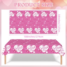 YVAINE 3 Pieces Galentines Day Party Tablecloth, Disposable Heart Rectangle Happy Galentine's Day Decorations Table Covers Pink Be My Galentine Table Cloths for Girl Ladies Galentines Party Supplies