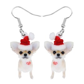 NEWEI Cute Christmas Dog Earrings Dangle Jewellery for Girls Women Gifts Charms, Acrylic, No information