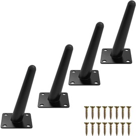 SAHENITEANA 4 PCS Heavy Duty Furniture Legs, 5.9Inches/15CM Black Stainless Steel Sofa Legs with Rubber Head, Perfect for Sofa, Chair, Cabinets, Nightstands, ect. (Black)