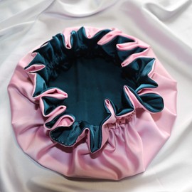 AKISS Reversible Satin Silk Sleep Hair Bonnet for Baby Infant Girl Boy (Taffy/Teal, 6~12 M)