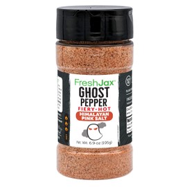 FreshJax Ghost Pepper Fiery Hot Himalayan Salt – 6.9 oz Extreme Spicy Salt for Grilling, Cooking, BBQ, Pizza, Fries & Popcorn – Bold Smokey Table Salt – Non-GMO, Gluten-Free – Made in USA
