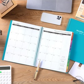 2026-2029 Monthly Planner/Calendar - 3 Year Monthly Planner 2026-2029, Jul.2026 - Jun.2029, 9" x 11", 36-Month Calendar + Colorful Tabs + Pocket - Teal