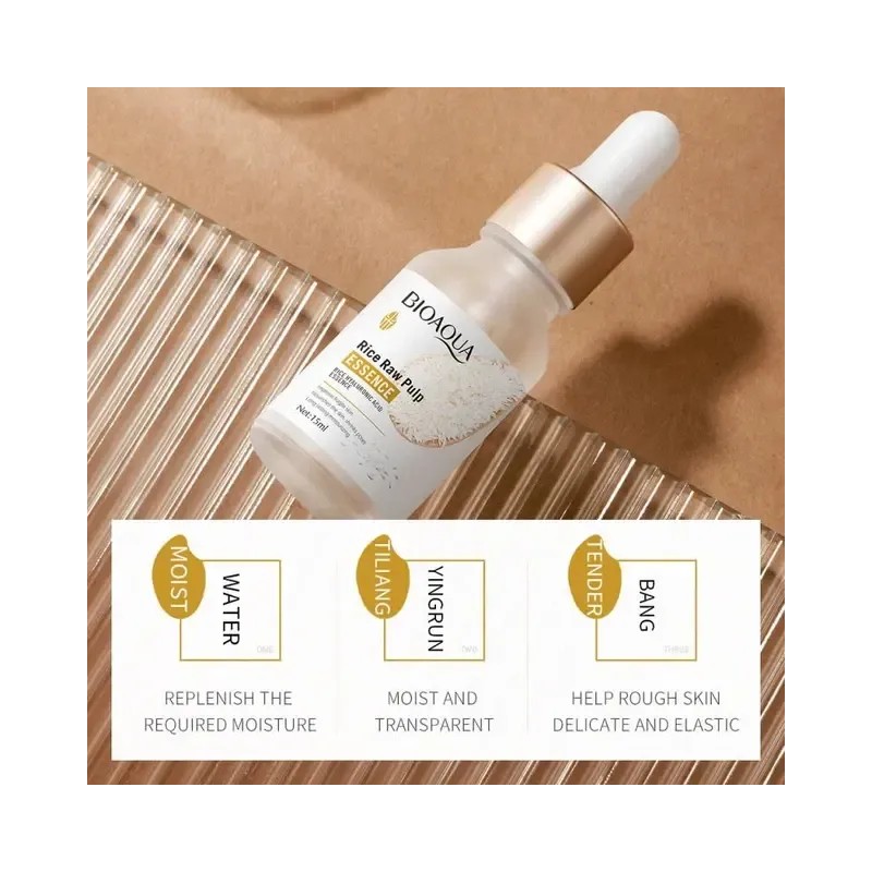 Serum de Arroz y Ácido Hialurónico, Reduce Poros y Aclara