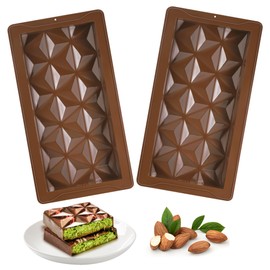 TranRantic 2 Pcs Deep Chocolate Bar Mold, Large Chocolate Molds Silicone, Easy Release Thick Candy Molds, Reusable Silicone Molds for Chocolate Candy Bar (Prismatic)