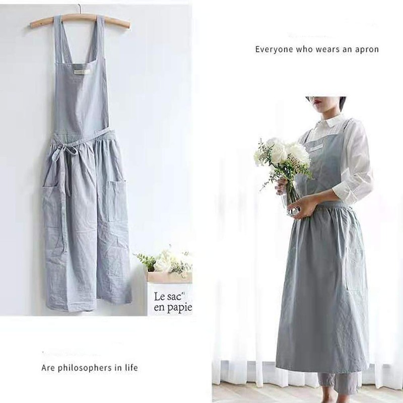 SF-ZXTINP Soft Cotton Kitchen Cooking Apron with Cross Back -
