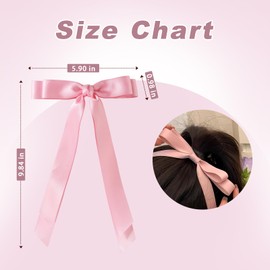 Hair Bows for Women Cream Pink Hair Bow 2PCS Silky Large Bow Hair Clip French Solid Bowknot Barrettes Hair Accessories for Girl(Cream and Pink)