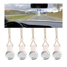 Osilly 5PCS Hanging Car Air Freshener, 8 ml Oil Diffuser Perfume Aromatherapy Pendant, Fragrance Ornament with Vent Clip Wooden Cap and Rope, Auto Interior Decoration (Oblate)