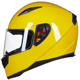 ILM Full Face Motorcycle Street Bike Helmet with Removable Winter Neck Scarf + 2 Visors DOT Model-JK313 (M, Yellow)