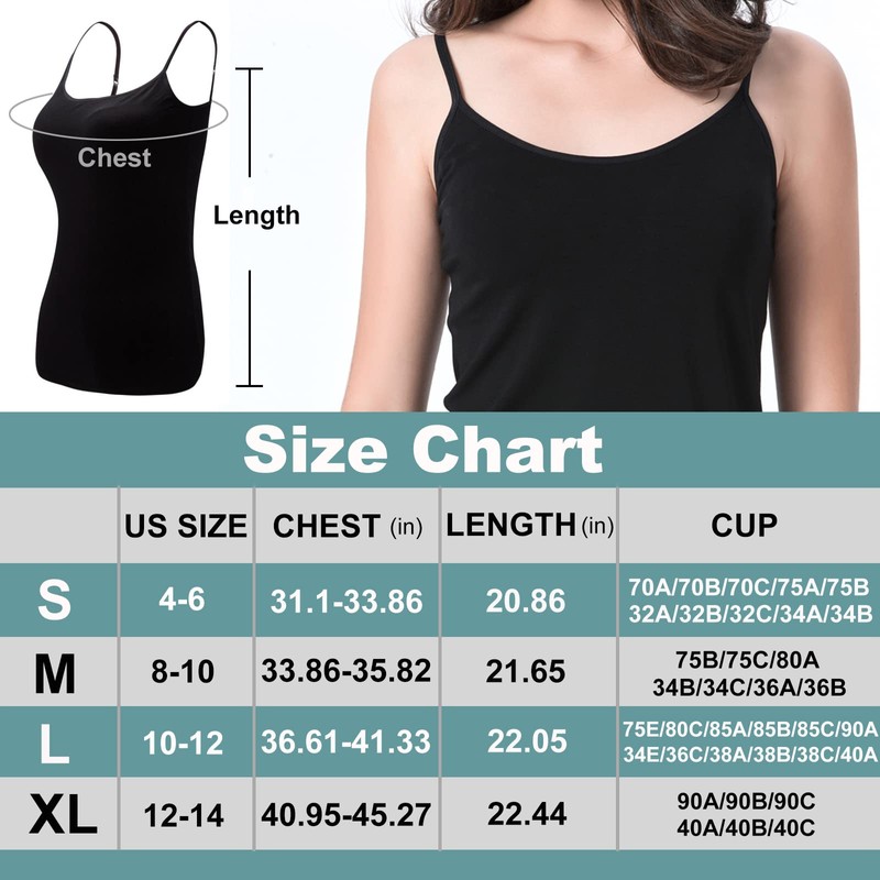 Ibeauti 3Pack Womens Camisoles Tops with Built in Padded Bra
