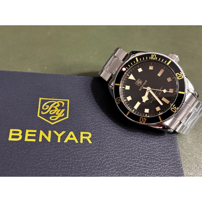 BENYAR Men's Automatic Waterproof Black Dial - BB58 40mm Ships