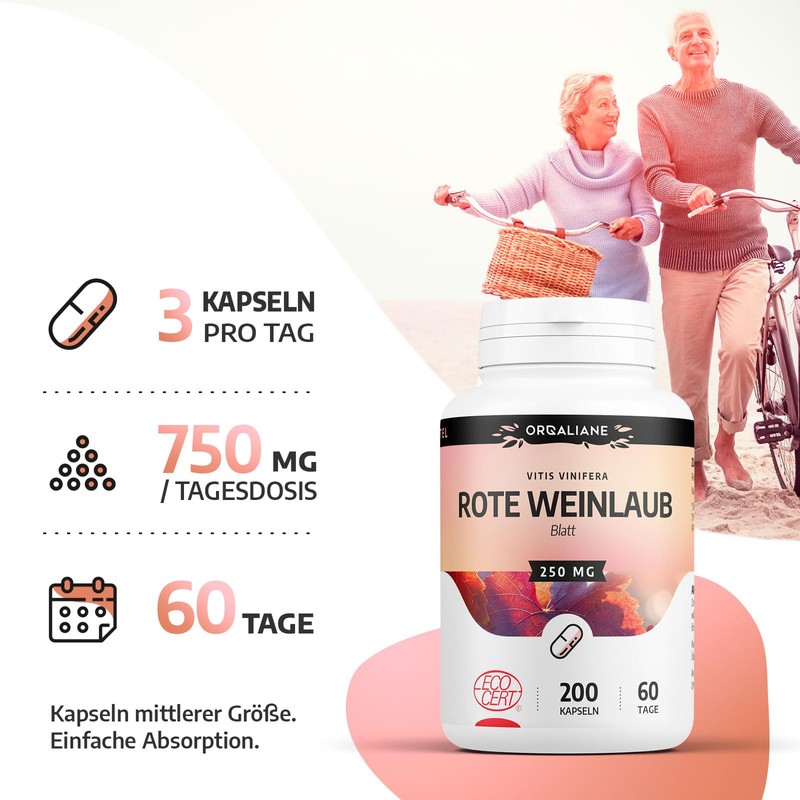 Bio Rote Weinlaub - 250 mg - 200 Kapseln
