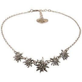Alpenflüstern Edelweiss Symphony DHK231 Women's Costume Jewellery Dirndl Necklace Antique Silver Colours, Metal