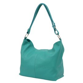 AMBRA Moda Women's Leather Handbag/Shoulder Bag/Cross-Body Hobo Bag, GL005 - turquoise, size: m