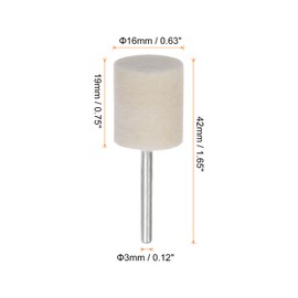 HARFINGTON 40pcs Wool Felt Mounted Mandrel Points 16mm Head 1/8 Inch Shank Cylinder Polishing Bits Burrs Felt Polishing Buffing Wheel for Rotary Tool