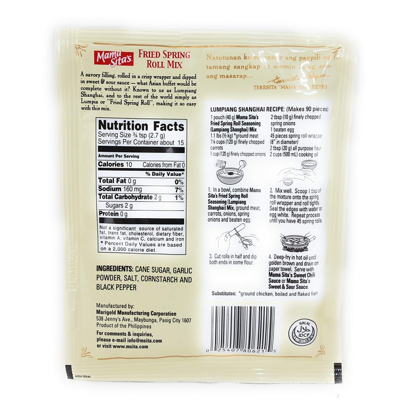 Mama Sita's Lumpiang Shanghai Mix Fried Spring Roll Seasoning Mix,