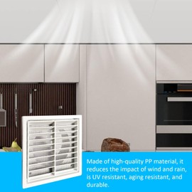 Grille Vent,Louver Grille Cover Hood with Fly Screen - Air Vent Louver for Bathroom Kitchen Ventilation, Wall, Ceiling Mount, Bathroom, Garage, Attic