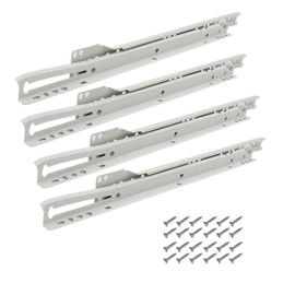 SAYOYO 2 Pairs of Drawer Runners 400 mm, Full Extension Extendable Drawer Runners, Roller Guides with 2 x 12 Screws, Load Capacity 20 kg, White