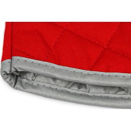 Nouvelle Legende Flame Retardant Quilted Oven Mitts, 17" Heavy-Duty Heat & Burn Protection for Kitchen, BBQ, Grilling, Lab-Tested, Flexible, Oversized, 2-Pack, Red
