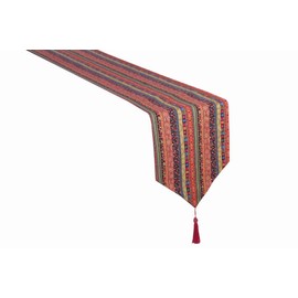 Choose from bohemian Asian attention table runner stylish living room modern Scandinavian select interior goods embroidery geometric pattern duvet liner cafe type D 70.9 x 12.6 inches (180 x 32 cm)