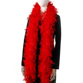 Larryhot 60g Red Feather Boa - 2 Yards Turkey Boa Feathers for Party Bulk,Christmas,Wedding Centerpieces,Costume,Concert,Pet and Home Decoration (Red)