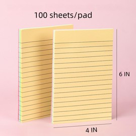 MOLOPPO 2 Pads, 200 Sheets, 4 Color, Lined Sticky Notes, 4"x 6", Strong Sticking, Power for Post Memo, Self-Stick Pads, Easy to Post for Home, Office, Notebook