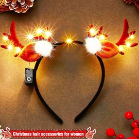 BARTOSI Light Up Christmas Reindeer Antlers Headbands Reindeer Antler Headband Deer Antler Hair Band Cute Hair Hoop Deer Ears Holiday Costume Headpiece Hair Accessories for Christmas Party