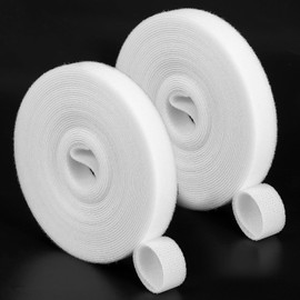 HJZHII 2PCS 1.2cm x 5m Double-Sided Hook and Loop Straps, Self-Gripping Straps Heavy Duty Hook and Loop Strips Reusable Quick Wrap Cable Straps Wrap Fasteners for Home Office Work(White)