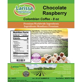 Chocolate Raspberry Colombian Coffee (Gourmet, Naturally Flavored, Whole Coffee Beans) (8 oz, ZIN: 549578)