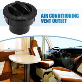 A ABSOPRO Air Conditioning Vent Outlet 60mm Rotatable Round A/C Air Outlet Vent for RV Bus Boat Yacht Black (Set of 2)