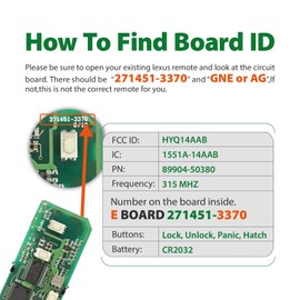 Keylessbest Replacement for 2009 2010 2011 2012 2013 Smart Proximity Lexus ES350 GS350 GS460 IS250 IS350 LS460 LS600h GNE 3370 Board Key Fob HYQ14AAB 315MHz 4 Buttons