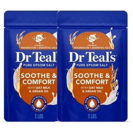 Dr Teal's Epsom Salt Bath Sooth & Comfort Oat Milk Argan Oil, 8 Pieces, 1.3kg / 닥터 틸스 Dr Teal's 엡솜 소금 입욕제 수드 & 컴포트 오트밀크 아르간오일, 8개, 1.3kg