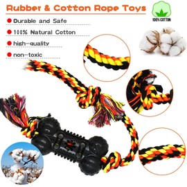Yipetor Durable Dog Chew Toys 6 Pack, Cotton Rope Rubber Dog Toys,Convex Design for Puppy Small Medium Dogs Chew, Tug of War, Fetching, Puppy Teething Toy for Boredom, Gift