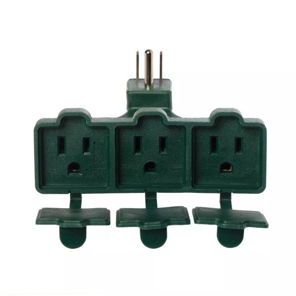 Projectpak 3 Outlet Wall Plug Adapter with Covers Indoor Outdoor