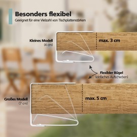 virea 4 x Tablecloth Clips 7 cm White – Stainless Steel Tablecloth Clips for Indoor and Outdoor Use – Easy Wipe Clean Tablecloth Clips – Rounded Edges – Clips for Many Table Types