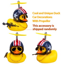 wonuu Rubber Duck Car Ornaments, Squeeze Duck Dashboard Decorations Kids Bicycle Decor for Cycling Motorcycle & Bicycle Accessories Decorations (Stars&Stripes-L&G)