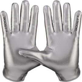 Grip Boost Football Gloves Solid Stealth 6.0 Boost Plus Men's Receiver Gloves - Adult and Youth Sizes (Solid Chrome, XX-Large)