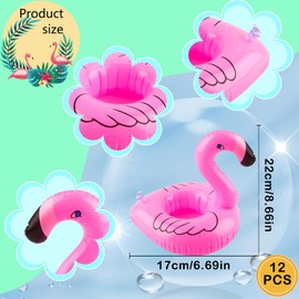 Aufblasbare Getränkehalter Flamingo,12 Stück Getränkehalter Pool Flamingo,aufblasbare Getränkehalter Set,aufblasbares Pool Getränkebecher für Sommer Beachparty Pool Hawaii Party (A)