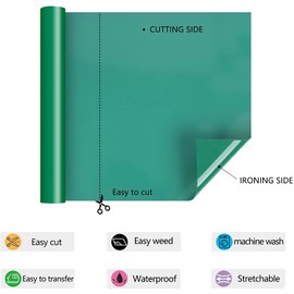 HTV Iron on Vinyl 12Inch by 12ft Roll HTV Heat Transfer Vinyl for T-Shirt HTV Vinyl Rolls for All Cutter Machine - Easy to Cut & Weed for Heat Vinyl Design (12ft, Green)
