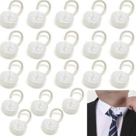 Elásticos prémium para camisa de vestido,extensores de cuello,extensores de cuello de botón para hombre camisas,20 juegos de Extensores de cuello de Botones metálicos de cuello (cordón elástico blanco)